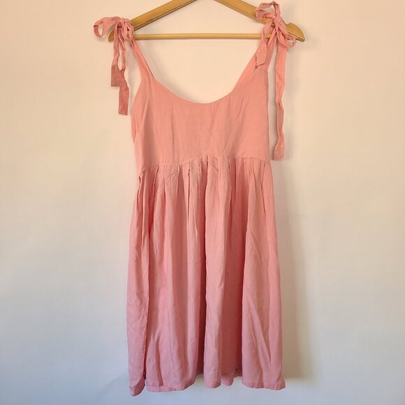 Hecho a Mano Pink Cotton Tie Strap Dress One Size - Picture 1 of 6